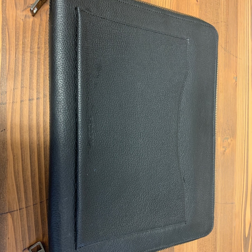 Coach black leather tech case